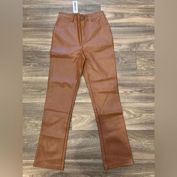 Steve Madden Caramel Faux leather Pants.  Size: 27.  NWT - Picture 1 of 3